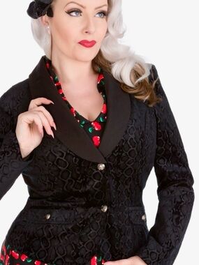 Hearts & Roses London Black Velvet Leopard Flock Jacket